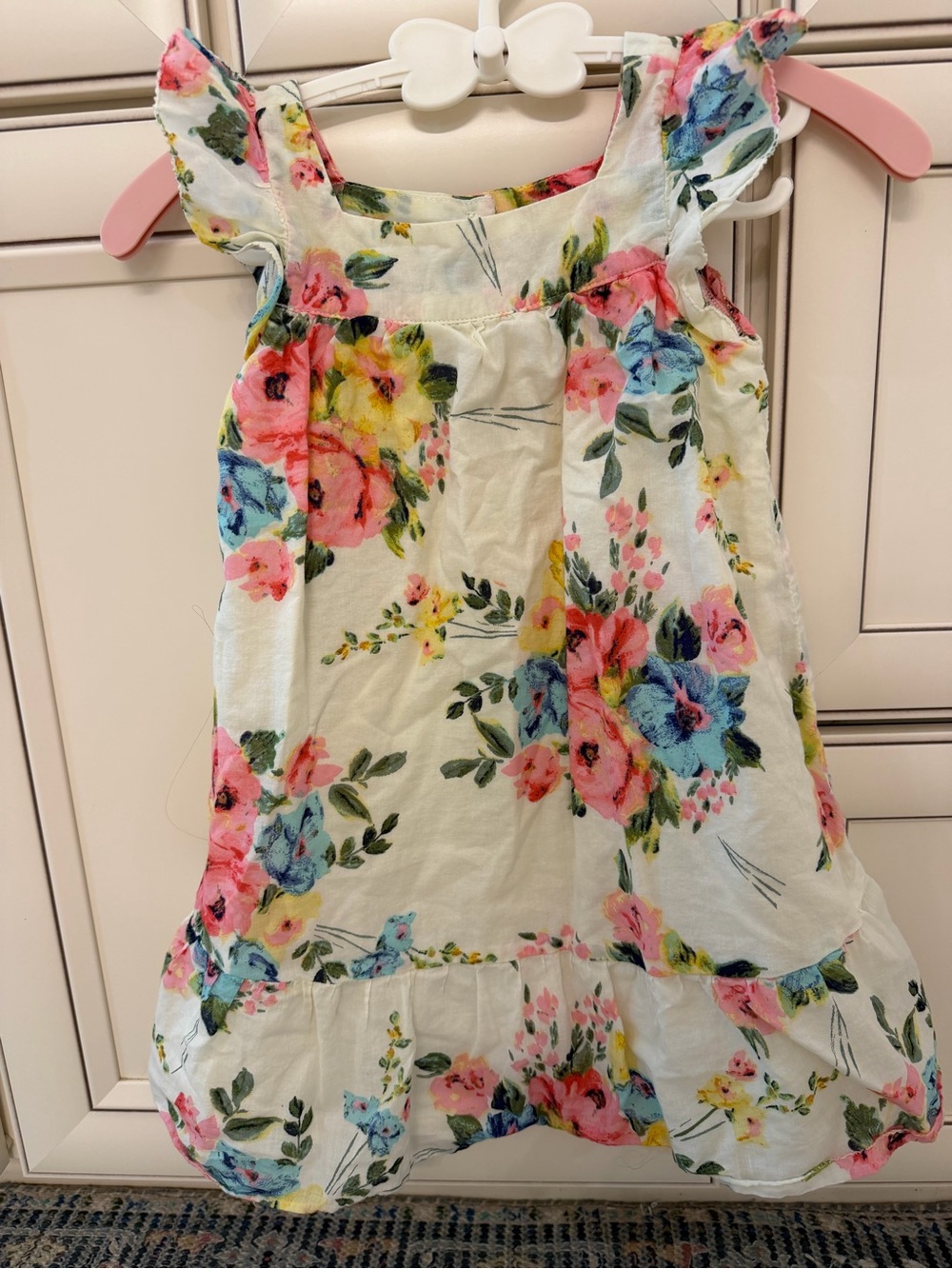 GAP White Floral Sundress with Pink, Blue & Yellow Flowers